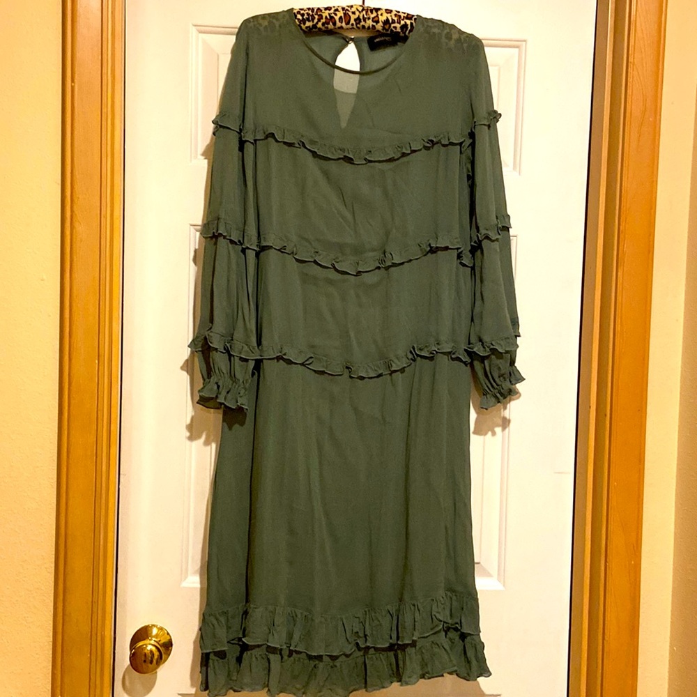 OttodAme Olive Green Dress Transparent Dress
